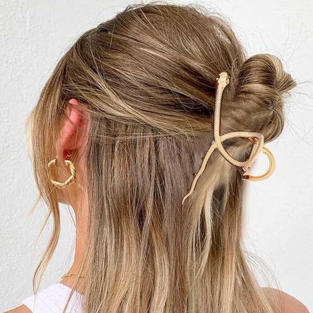 Metal Snake Gold Hair Claw 2 Pack Gold Silver - Picture 3 of 3